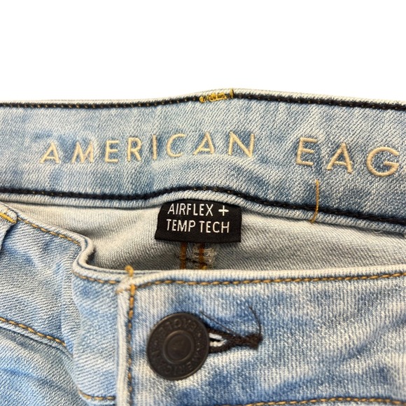 American Eagle Distressed Stretch Jeans Mens 36x32 Light Wash Ripped AirFlex - Picture 3 of 11
